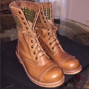 Gold Studded, Leather Combat Boots!